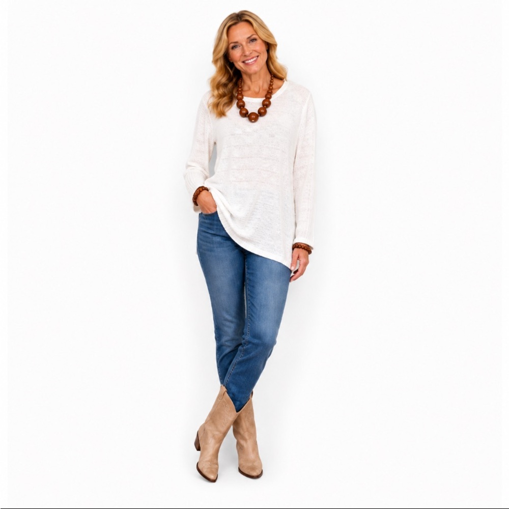 TALBOTS Lightweight White Knit Tunic Sweater Size: XL